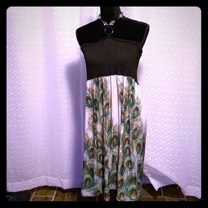 Peacock silky bathing suit cover up